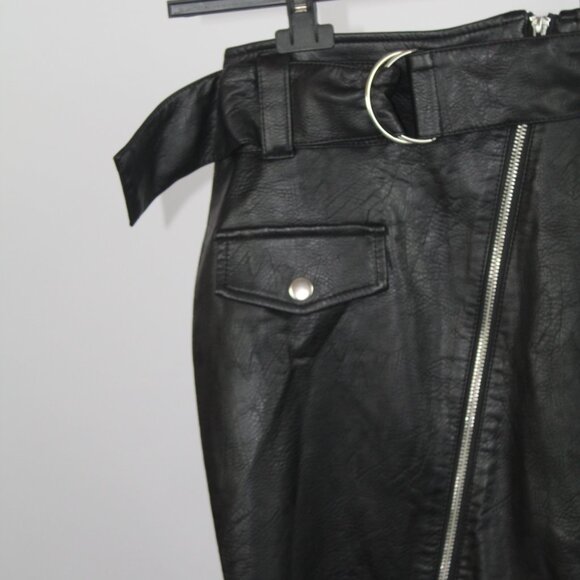 Women's HM Black Pencil Pleather Skirt Size 4 - Picture 5 of 14